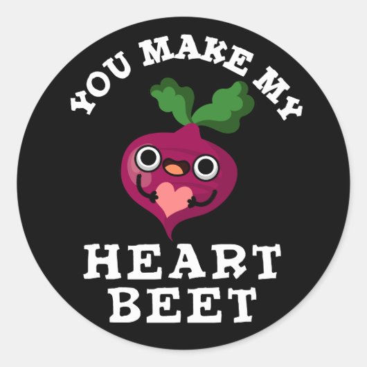 Je maakt mijn hartbiet grappny Veggie Pun Dark BG Ronde Sticker (Voorkant)
