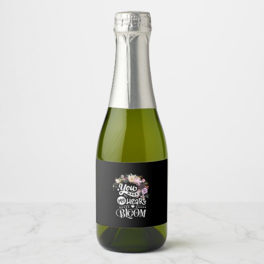 Je maakt mijn hartbloem sparkling wijnetiket (Voorkant)