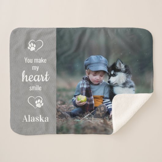 Je maakt mijn hartglimlach - Foto-Hondenliefhebber Sherpa Deken (Voorkant (horizontaal))