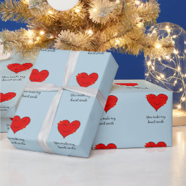 Je maakt mijn hartglimlach romantisch blauw cadeaupapier