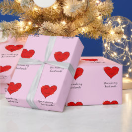 Je maakt mijn hartglimlach roze romantisch cadeaupapier