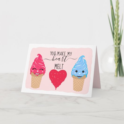 Je maakt mijn hartvlek-ijs-Valentijnsdag Feestdagen Kaart (Voorkant)