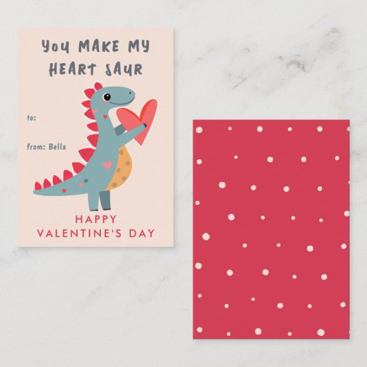 Je maakt mijn Heart Saur Dinosaur Pun Valentijn Notitiekaartje (Voorkant / Achterkant)