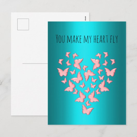 Je maakt mijn Valentijn hartelroze vlinders Feestdagenkaart (Voorkant / Achterkant)