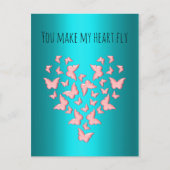 Je maakt mijn Valentijn hartelroze vlinders Feestdagenkaart (Voorkant)