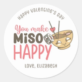 Je maakt Miso blij Funny Pun Schattige Valentijnsd Ronde Sticker