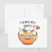 "Je maakt Miso blij" Kawaii soep kom Briefkaart (Voorkant / Achterkant)