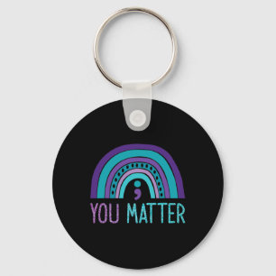 Je maakt Semicolon Suicide Prevention Paars Tea Sleutelhanger