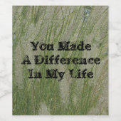 Je maakte differentiaalwoestijn Grass Bedankt Ment Wijn Etiket (Enkel label)