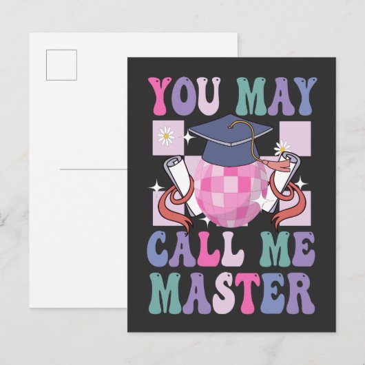 Je mag me Master Funny 2024 Afstuderen Gift noemen Uitnodiging Briefkaart (Voorkant / Achterkant)