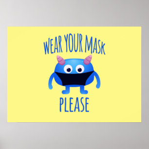Je masker draag alsjeblieft vriendjesmonster poster