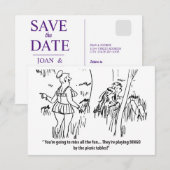Je mist alle pret, vintage save the date (Voorkant / Achterkant)