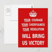 Je moed zal ons overwinnen. Beste prijs Briefkaart (Voorkant / Achterkant)