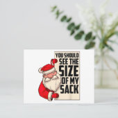 Je moet de grootte zien van mijn kleine kerstman. briefkaart (Staand voorkant)