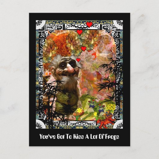 Je moet een hoop kikkers kussen briefkaart (Voorkant)