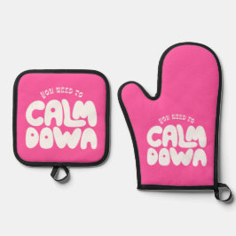 Je moet kalmeren Schattige briljant Roos Gezegde Ovenwant & Pannenlap Set