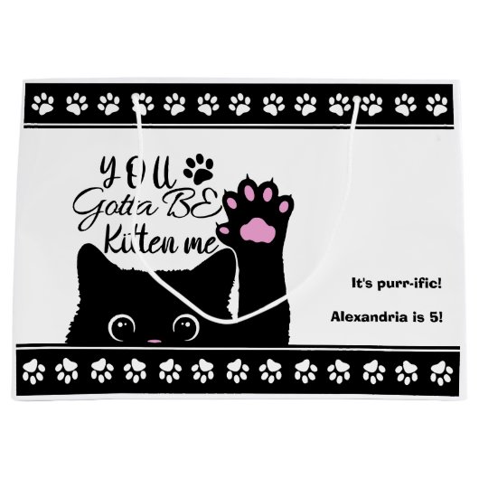 Je moet me de grappige kat-patroondag zijn. groot cadeauzakje (Voorkant)