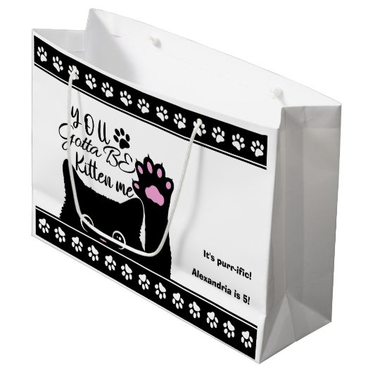 Je moet me de grappige kat-patroondag zijn. groot cadeauzakje (Voorkant Gekanteld)