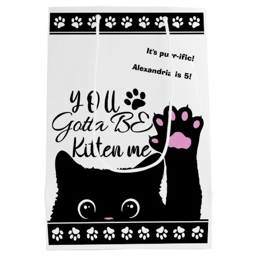 Je moet me de grappige kat-patroondag zijn. medium cadeauzakje (Achterkant)