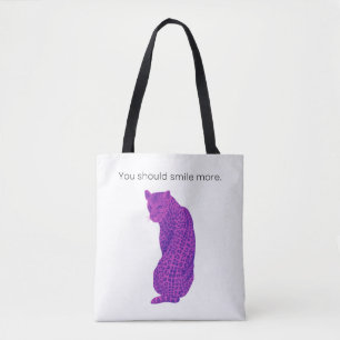 Je moet meer grote kat schoudertas glimlachen tote bag