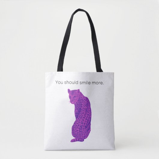 Je moet meer grote kat schoudertas glimlachen tote bag (Voorkant)