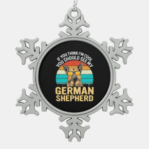 Je moet mijn Duitse herder zien Tin Sneeuwvlok Ornament