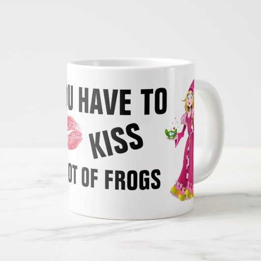 Je moet veel kikkers Jumbo Coffee Mok kussen (Voorkant rechts)