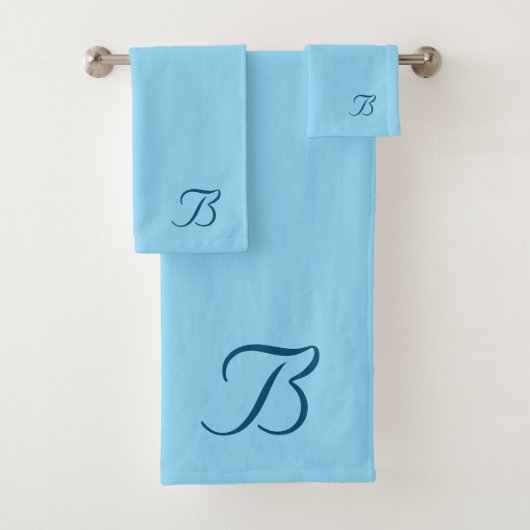 Je monogram B Lichtblauw Bad Handdoek (Insitu)