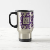 Je monogram, donkerPaars Damascus Patroon 2 Reisbeker (Links)