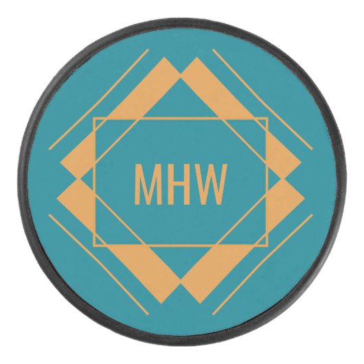Je monogram in Geometric Pattern hockey puck (Voorkant)