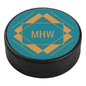 Je monogram in Geometric Pattern hockey puck (3/4)