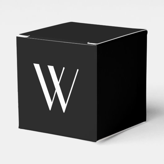 Je monogram in zwart-wit bedankdoosjes (Voorkant Zijde)