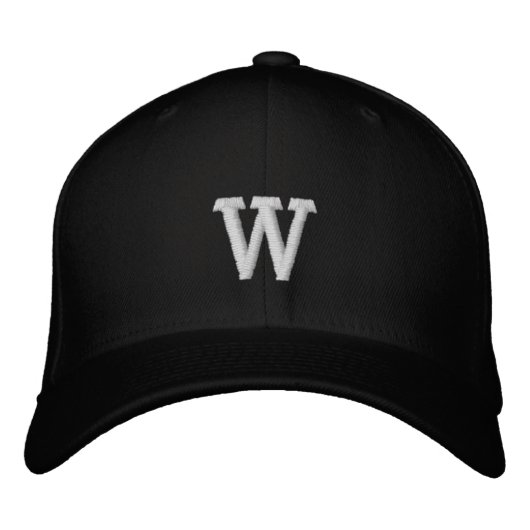 Je monogram in zwart-wit geborduurde pet (Voorkant)