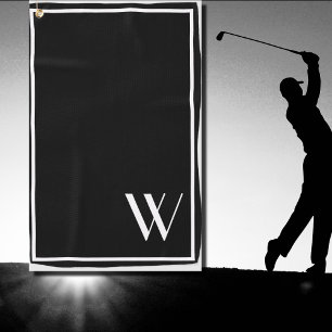 Je monogram in zwart-wit golfhanddoek