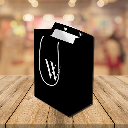 Je monogram in zwart-wit medium cadeauzakje