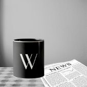 Je monogram in zwart-wit tweekleurige koffiemok