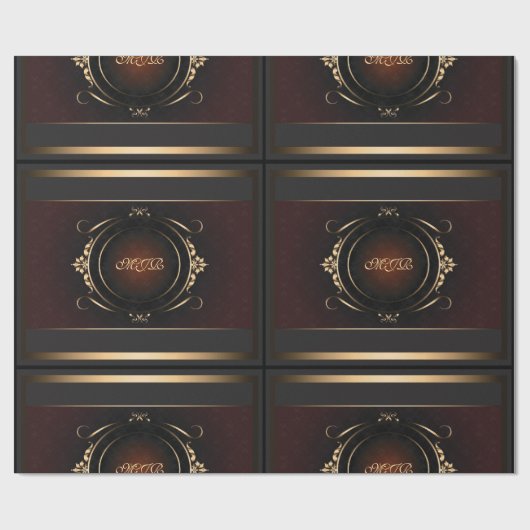 Je monogram op koninklijk Bourgogne en waanzinnig  Cadeaupapier (Vlak)