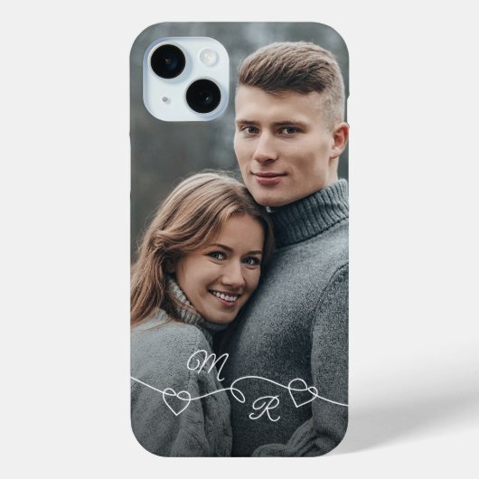 Je monogrammen en verweven liefdesharten Case-Mate iPhone case (Achterkant)