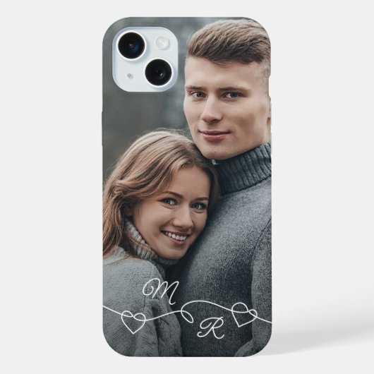 Je monogrammen en verweven liefdesharten iPhone hoesje (Achterkant)