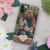Je monogrammen houden van hart op houtnerf patroon Case-Mate iPhone case