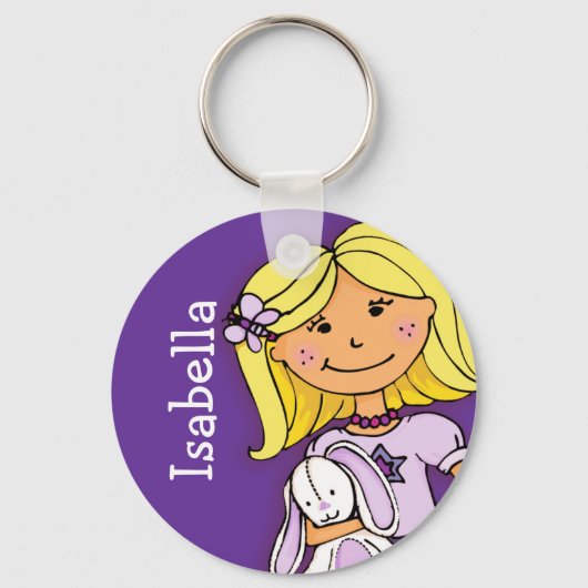 Je naam 8 letter meisjes blond paarse sleutelhange sleutelhanger (Voorkant)