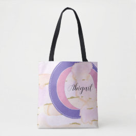 Je naam. Abstracte waterverf roze, goud Tote Bag