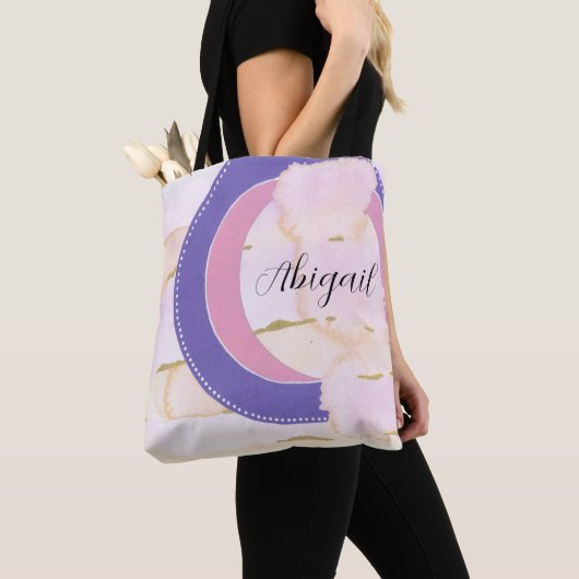 Je naam. Abstracte waterverf roze, goud Tote Bag (Dichtbij)