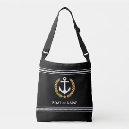 Je naam Anchor Gold Style, gestreept Crossbody Tas