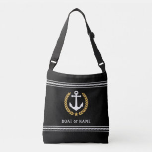 Je naam Anchor Gold Style, gestreept Crossbody Tas