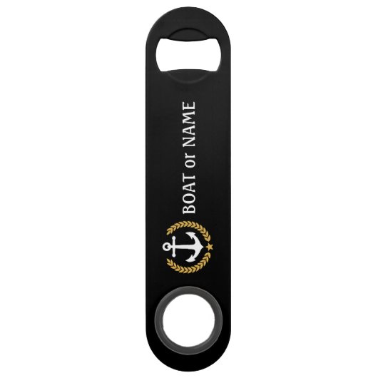 Je naam Anchor Gold Style Laurel Black Speed Flessenopener (Voorkant)