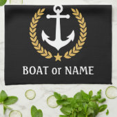 Je naam Anchor Gold Style Laurel Black Theedoek (Gevouwen)