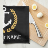 Je naam Anchor Gold Style Laurel Black Theedoek (Quarter Fold)