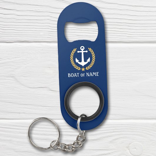 Je naam Anchor Gold Style Laurel Blue Mini Flessenopener