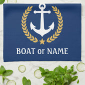 Je naam Anchor Gold Style Laurel Blue Theedoek (Gevouwen)